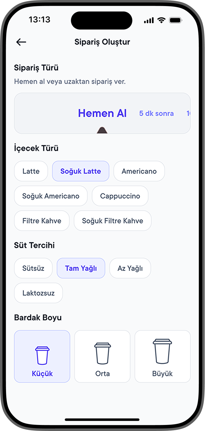 Kahve Seçimini Yapıp Siparişini Ver